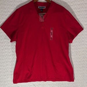 Karen Scott Bright Red Short Sleeve Polo